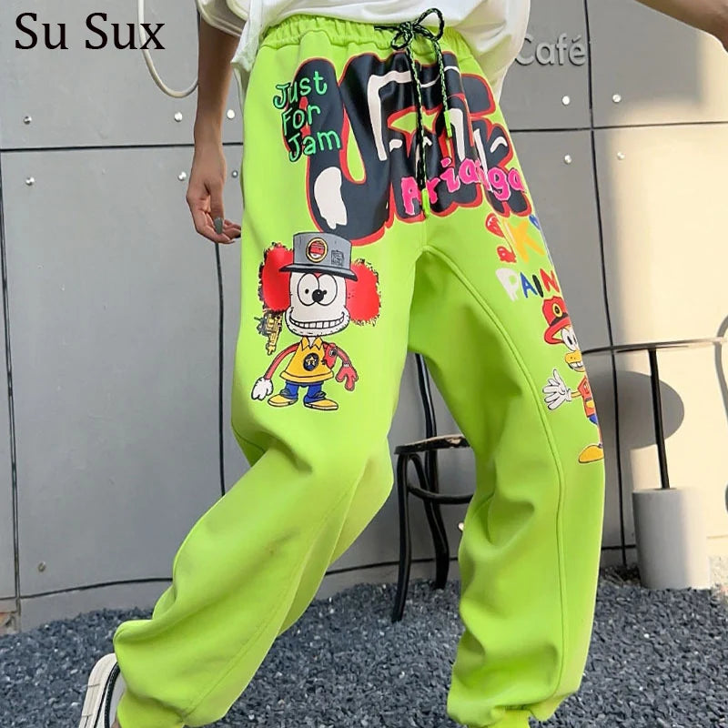 Cartoon Pattern Graffiti Ankle-Tied Sweatpants